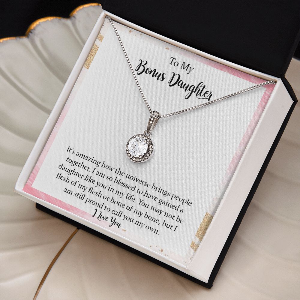 Step Daughter Gift from Stepmom Stepdad, To My Bonus Daughter Eternal Hope Necklace, Stepdaughter Jewelry Gift for Daughter on Birthday, Christmas, Graduation with Message Card