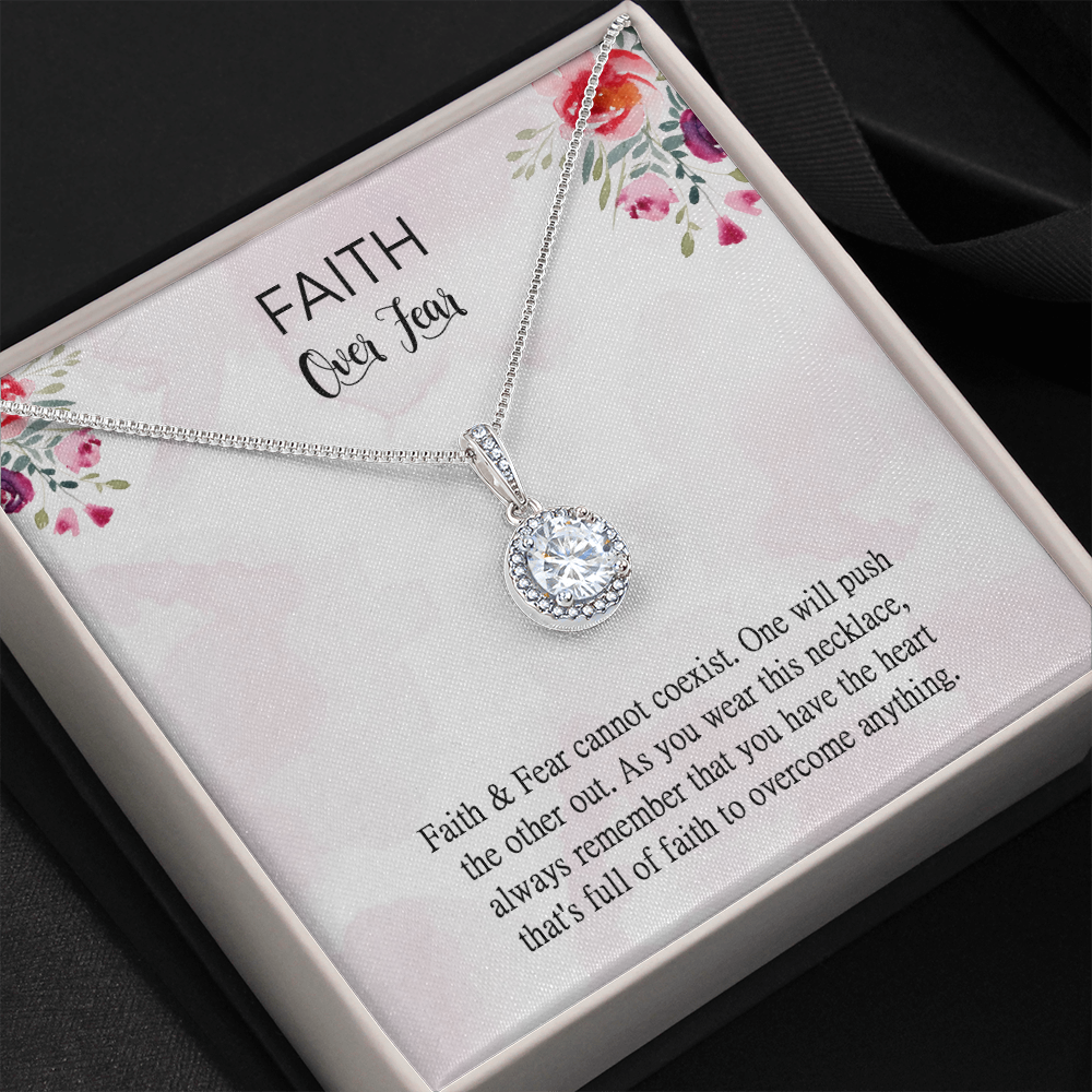 Faith Over Fear Necklace Gift, Motivation Inspiring Gift For Friend Necklace And Card Hard Tough Time Support Gift
