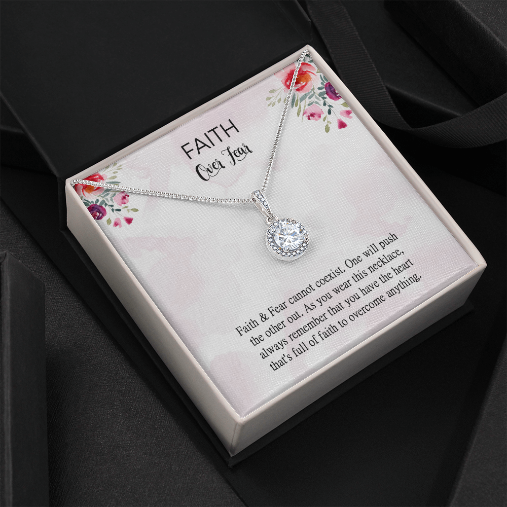 Faith Over Fear Necklace Gift, Motivation Inspiring Gift For Friend Necklace And Card Hard Tough Time Support Gift