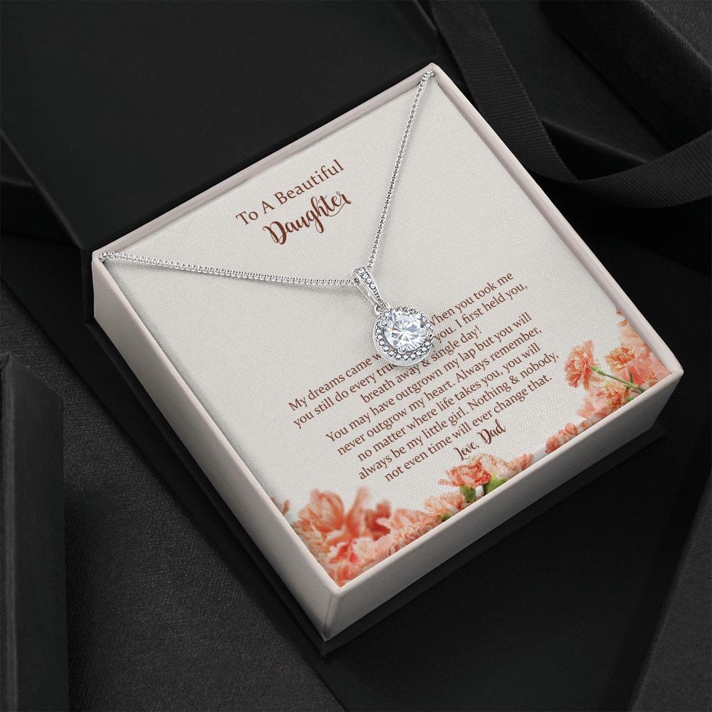 Daughter Eternal Hope Necklace Gift from Dad, Inspirational Gifts for Daughter from Father, Birthday Christmas Graduation Gifts for Teen Girls Women with Message Card