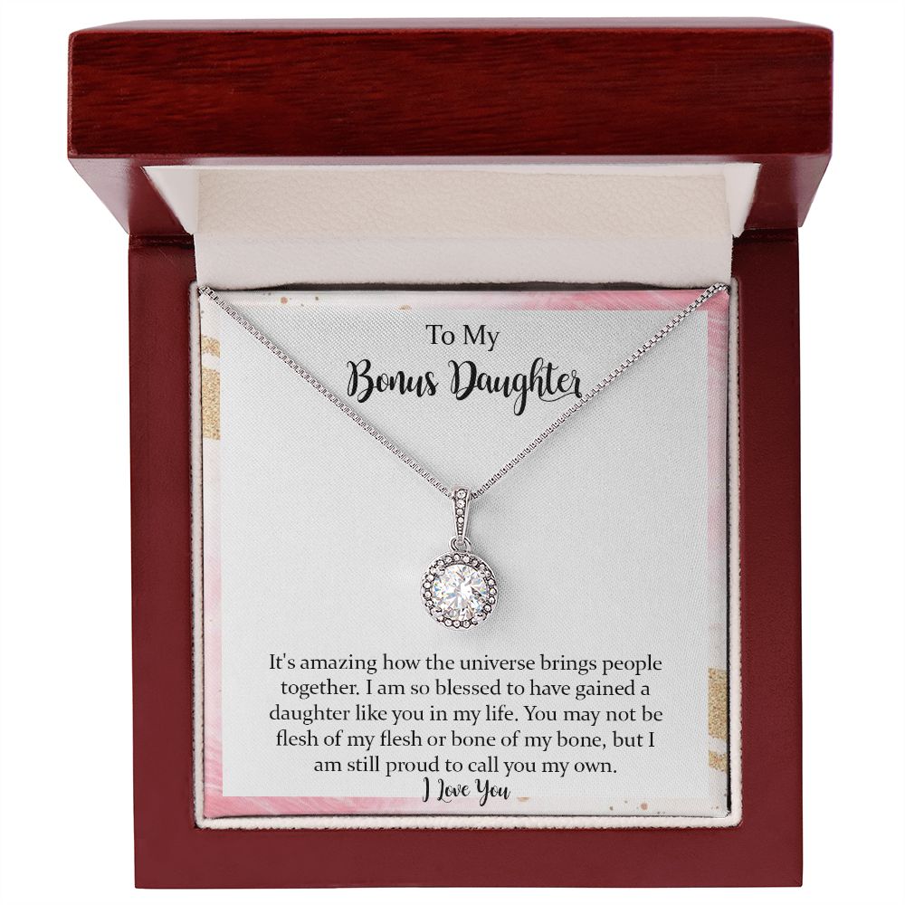 Step Daughter Gift from Stepmom Stepdad, To My Bonus Daughter Eternal Hope Necklace, Stepdaughter Jewelry Gift for Daughter on Birthday, Christmas, Graduation with Message Card