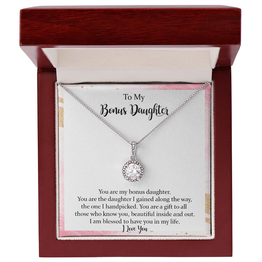 To My Bonus Daughter Eternal Hope Necklace,Step Daughter Gift from Stepmom Stepdad,Jewelry Gift for Daughter on Birthday, Christmas, Graduation with Message Card