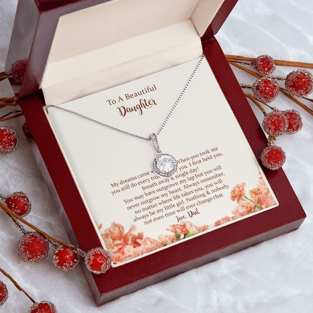 Daughter Eternal Hope Necklace Gift from Dad, Inspirational Gifts for Daughter from Father, Birthday Christmas Graduation Gifts for Teen Girls Women with Message Card