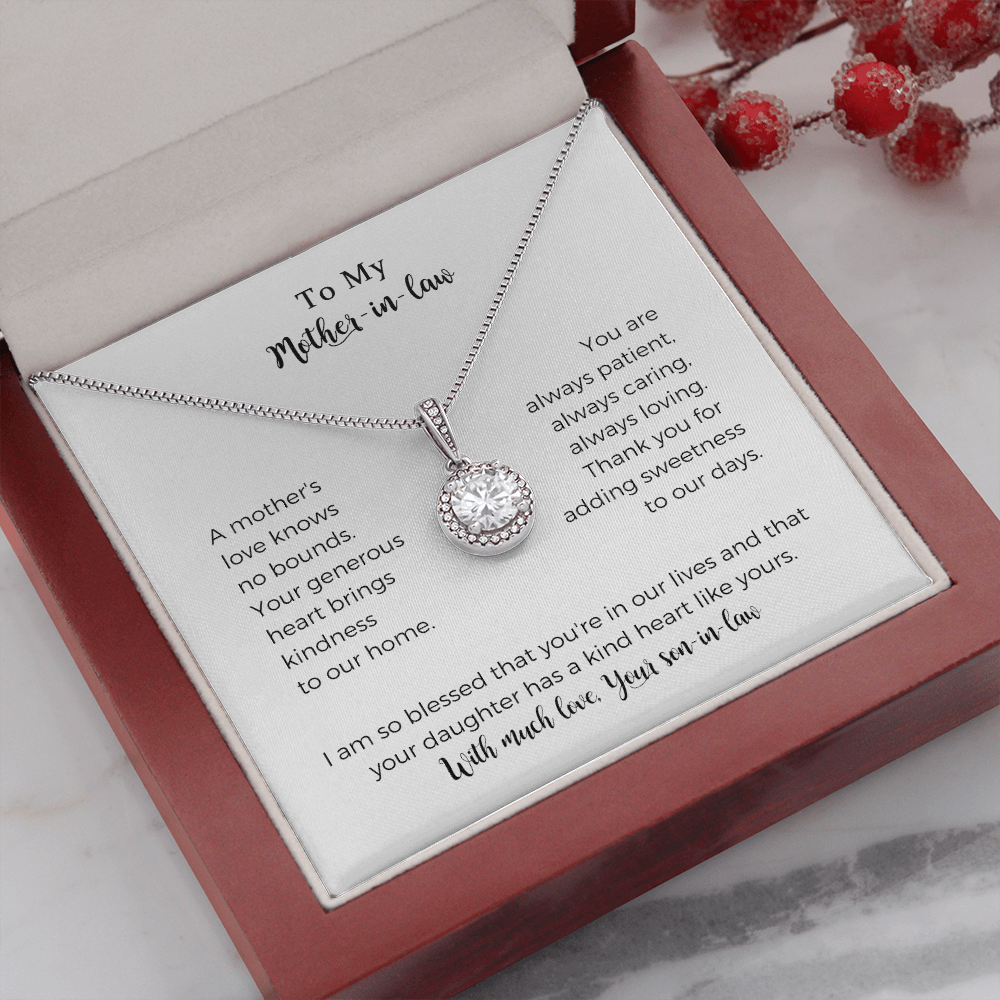 To My Mother-in-law, A Mother's Love Knows No Bounds, Eternal Hope Necklace,Mother Gift For Valentine's, Birthday, Anniversary For Mom