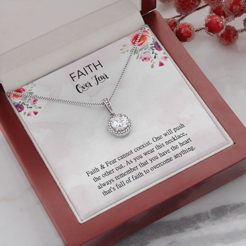 Faith Over Fear Necklace Gift, Motivation Inspiring Gift For Friend Necklace And Card Hard Tough Time Support Gift
