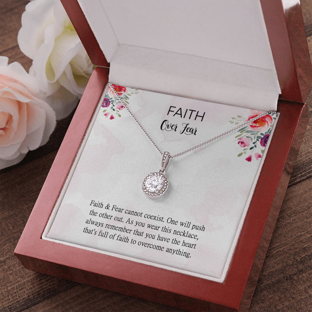 Faith Over Fear Necklace Gift, Motivation Inspiring Gift For Friend Necklace And Card Hard Tough Time Support Gift