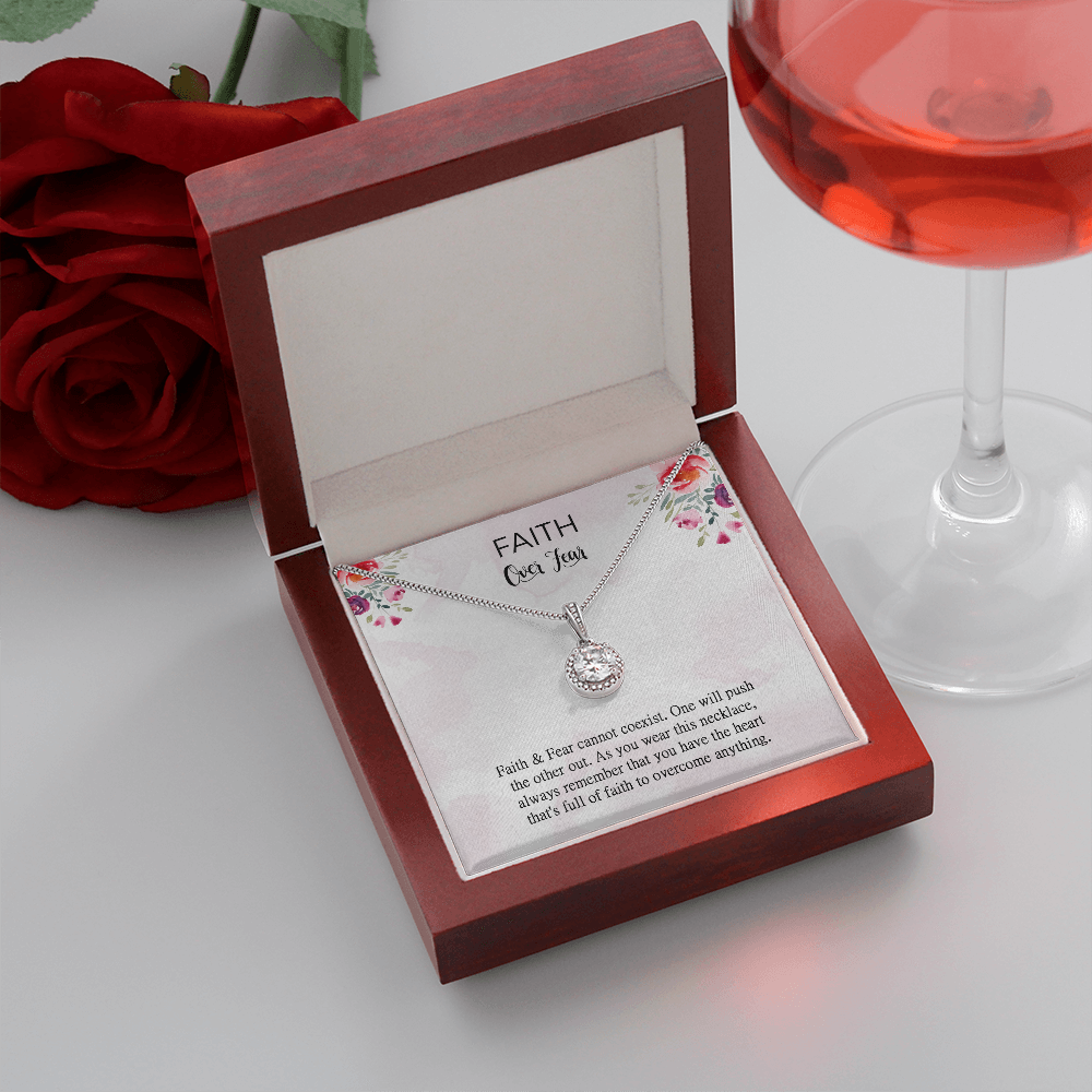 Faith Over Fear Necklace Gift, Motivation Inspiring Gift For Friend Necklace And Card Hard Tough Time Support Gift