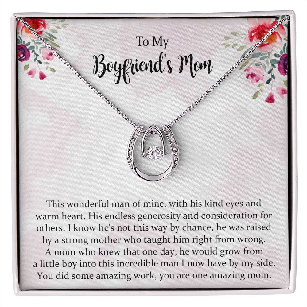 To My Boyfriend's Mom Christmas lucky In Love Gift, Mother In Law Necklace Gift