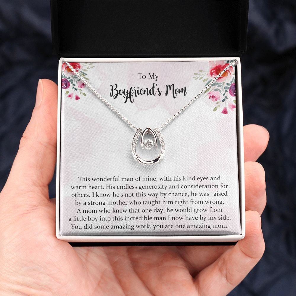 To My Boyfriend's Mom Christmas lucky In Love Gift, Mother In Law Necklace Gift