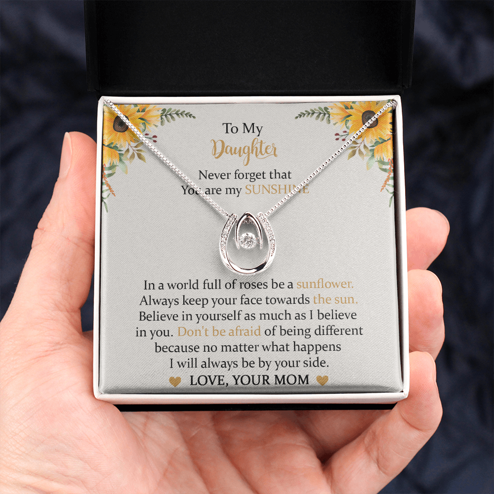 To My Daughter Lucky In Love Necklace, You Are My Sunshine, Necklace Gift For Daughter, Mother's Day Gift