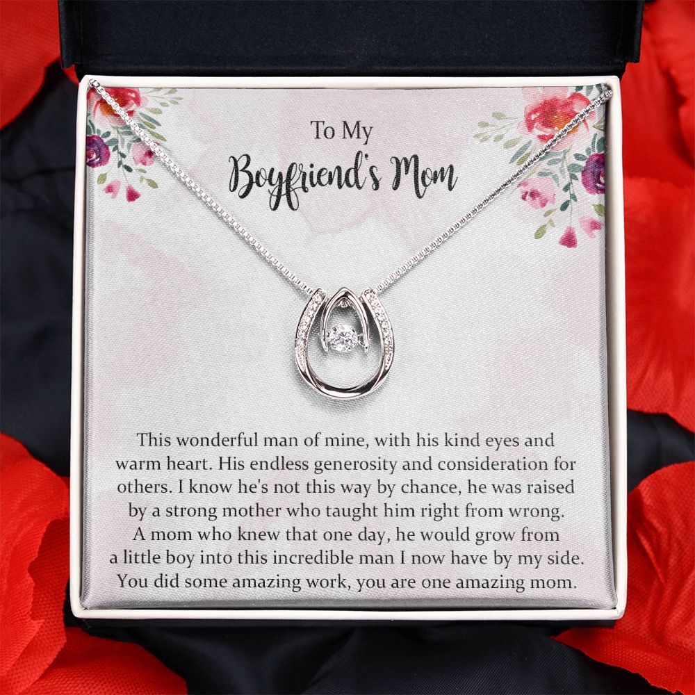 To My Boyfriend's Mom Christmas lucky In Love Gift, Mother In Law Necklace Gift