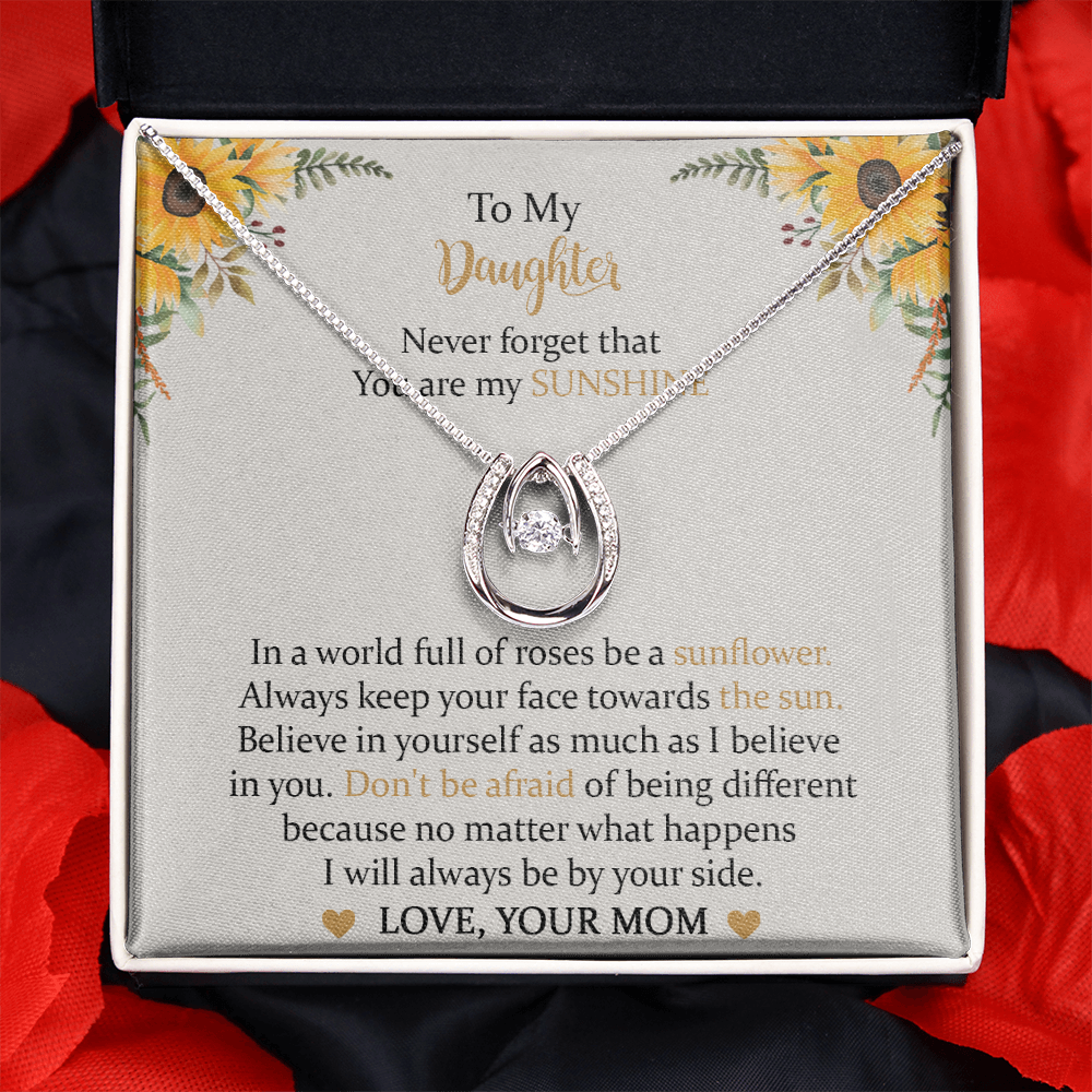 To My Daughter Lucky In Love Necklace, You Are My Sunshine, Necklace Gift For Daughter, Mother's Day Gift
