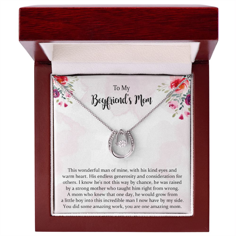 To My Boyfriend's Mom Christmas lucky In Love Gift, Mother In Law Necklace Gift
