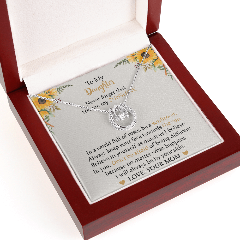 To My Daughter Lucky In Love Necklace, You Are My Sunshine, Necklace Gift For Daughter, Mother's Day Gift
