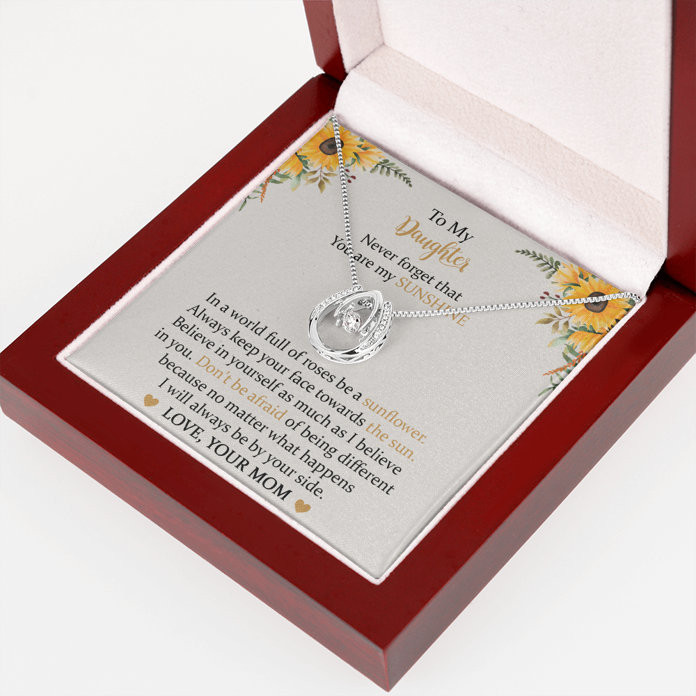 To My Daughter Lucky In Love Necklace, You Are My Sunshine, Necklace Gift For Daughter, Mother's Day Gift