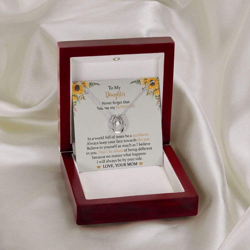 To My Daughter Lucky In Love Necklace, You Are My Sunshine, Necklace Gift For Daughter, Mother's Day Gift