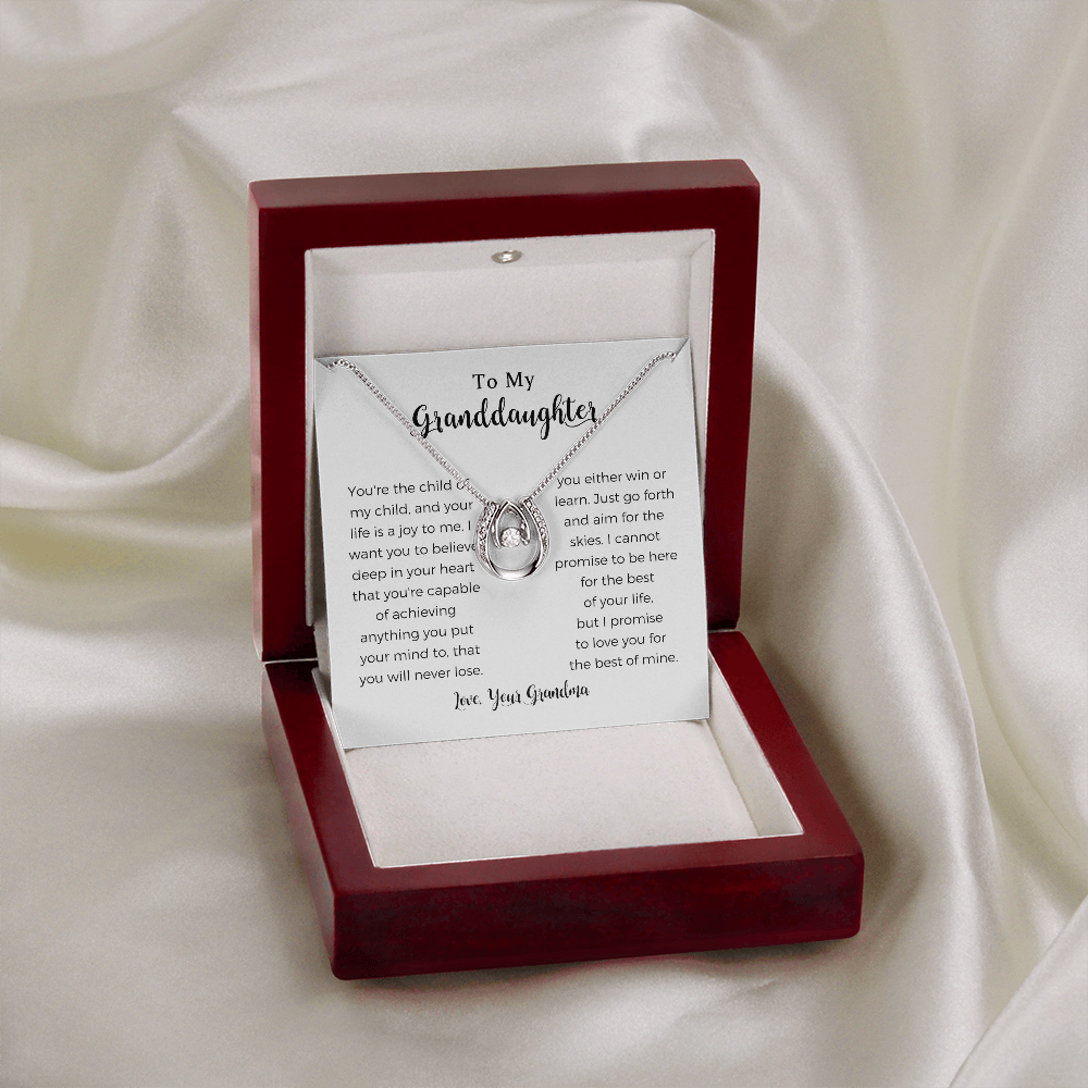 To My Granddaughter, You're Capable Of Achieving Anything, Lucky In Love Necklace