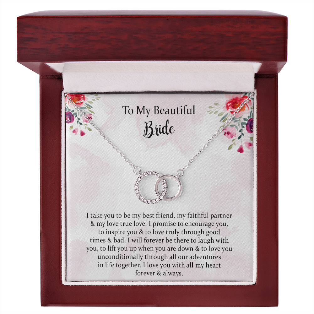 Groom To Bride Gift From Groom On Wedding Day Perfect Pair Necklace Gift, I Love You With All My Heart Forever & Always.