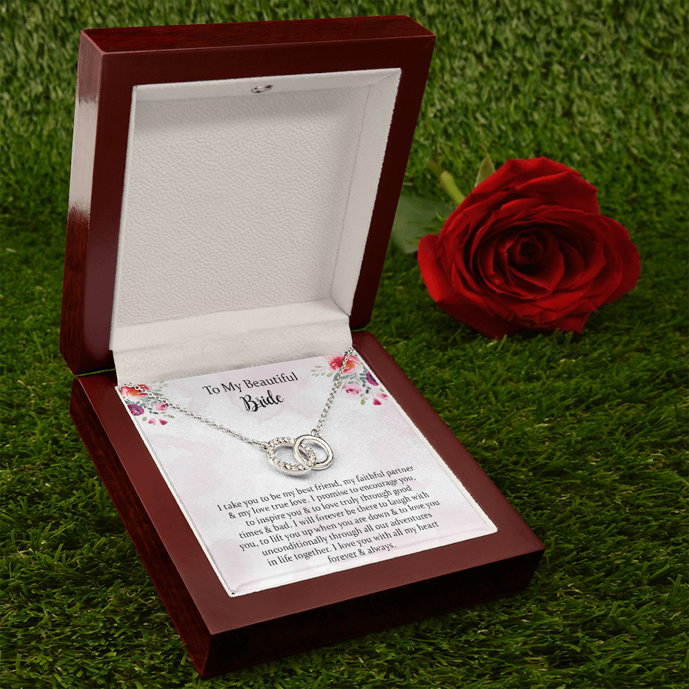 Groom To Bride Gift From Groom On Wedding Day Perfect Pair Necklace Gift, I Love You With All My Heart Forever & Always.
