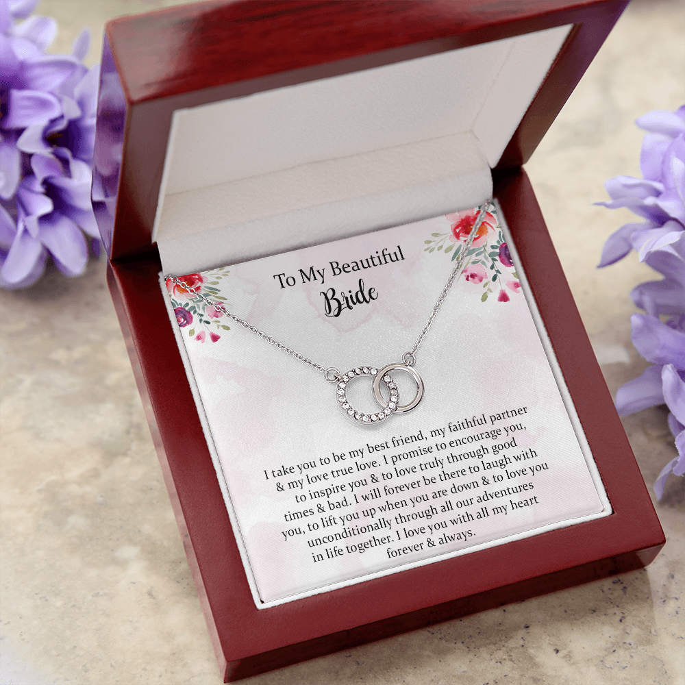 Groom To Bride Gift From Groom On Wedding Day Perfect Pair Necklace Gift, I Love You With All My Heart Forever & Always.