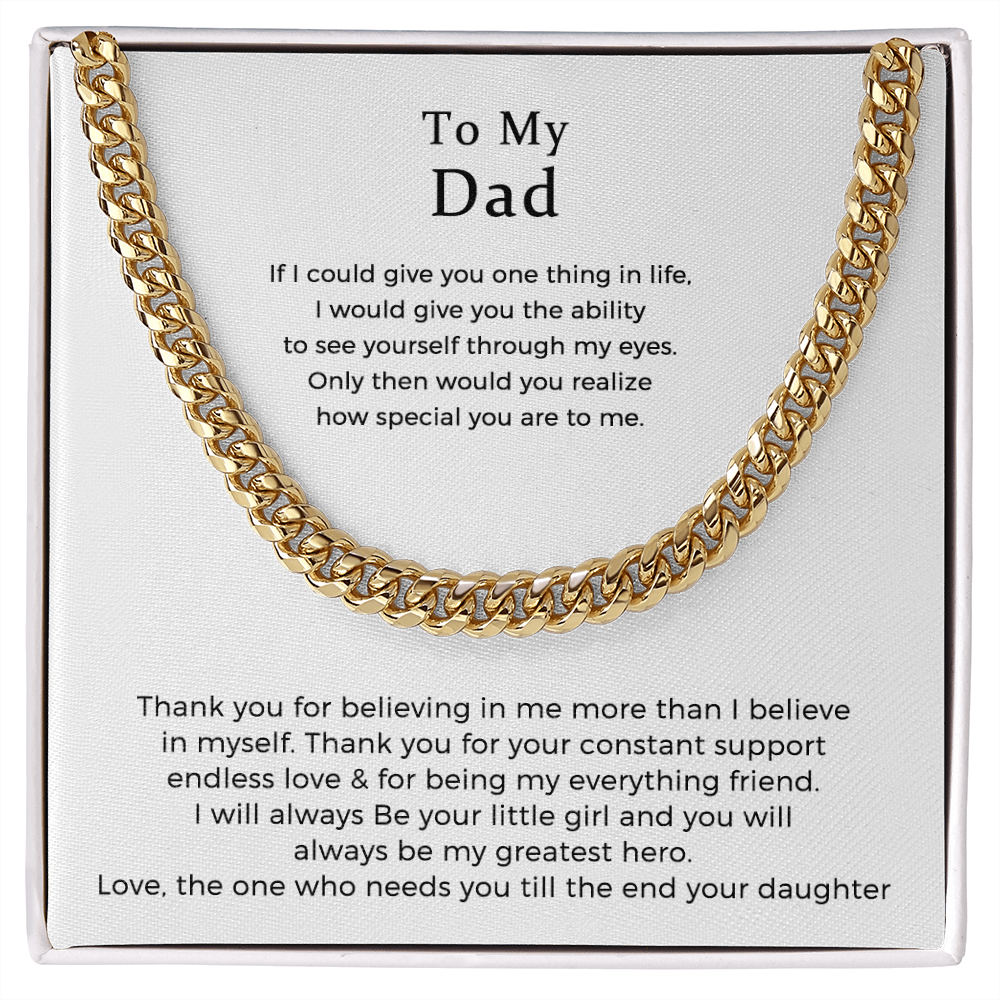 To My Dad Cuban Link Chain Necklace, Gift For Dad From Daughter, Dad Birthday Gift Necklace, Fathers Day Gift For Dad