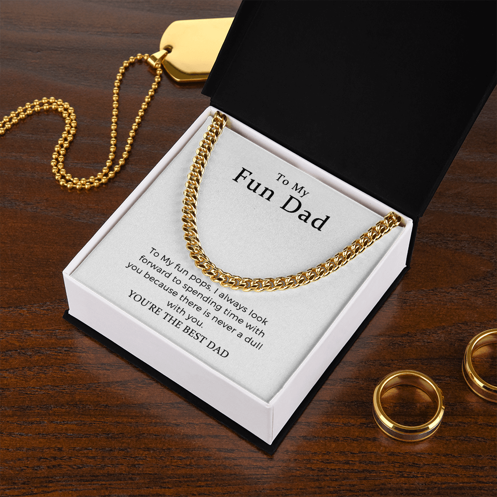 To My Fun Dad Gift To Dad Link Chain Necklace