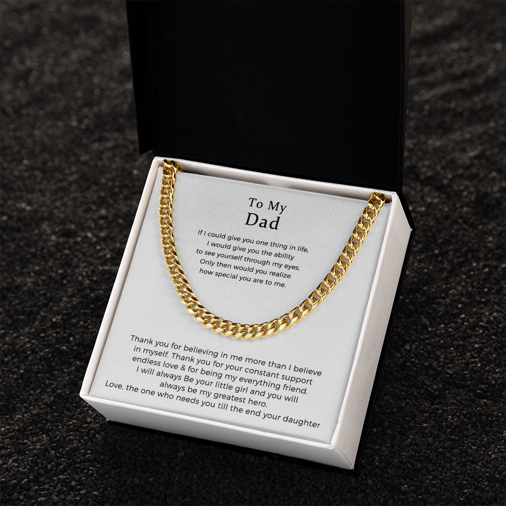 To My Dad Cuban Link Chain Necklace, Gift For Dad From Daughter, Dad Birthday Gift Necklace, Fathers Day Gift For Dad