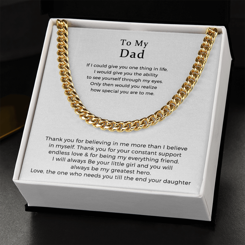 To My Dad Cuban Link Chain Necklace, Gift For Dad From Daughter, Dad Birthday Gift Necklace, Fathers Day Gift For Dad