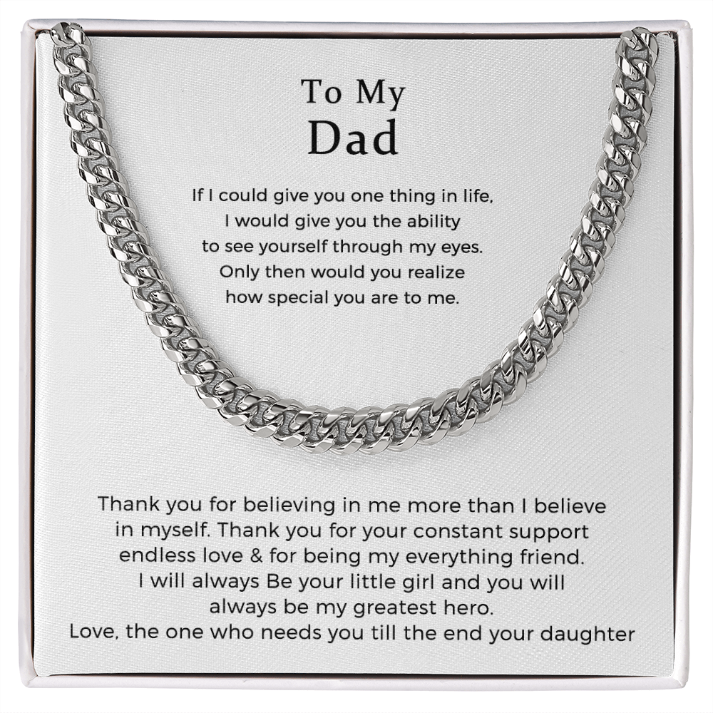 To My Dad Cuban Link Chain Necklace, Gift For Dad From Daughter, Dad Birthday Gift Necklace, Fathers Day Gift For Dad