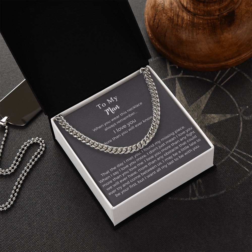 To My Man Stainless Steel Cuban Chain Necklace for Him,Birthday Gifts for Boyfriend Husband,To My Husband Gifts,To My Boyfriend Gifts