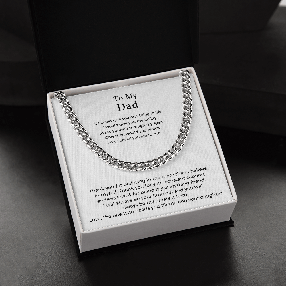 To My Dad Cuban Link Chain Necklace, Gift For Dad From Daughter, Dad Birthday Gift Necklace, Fathers Day Gift For Dad