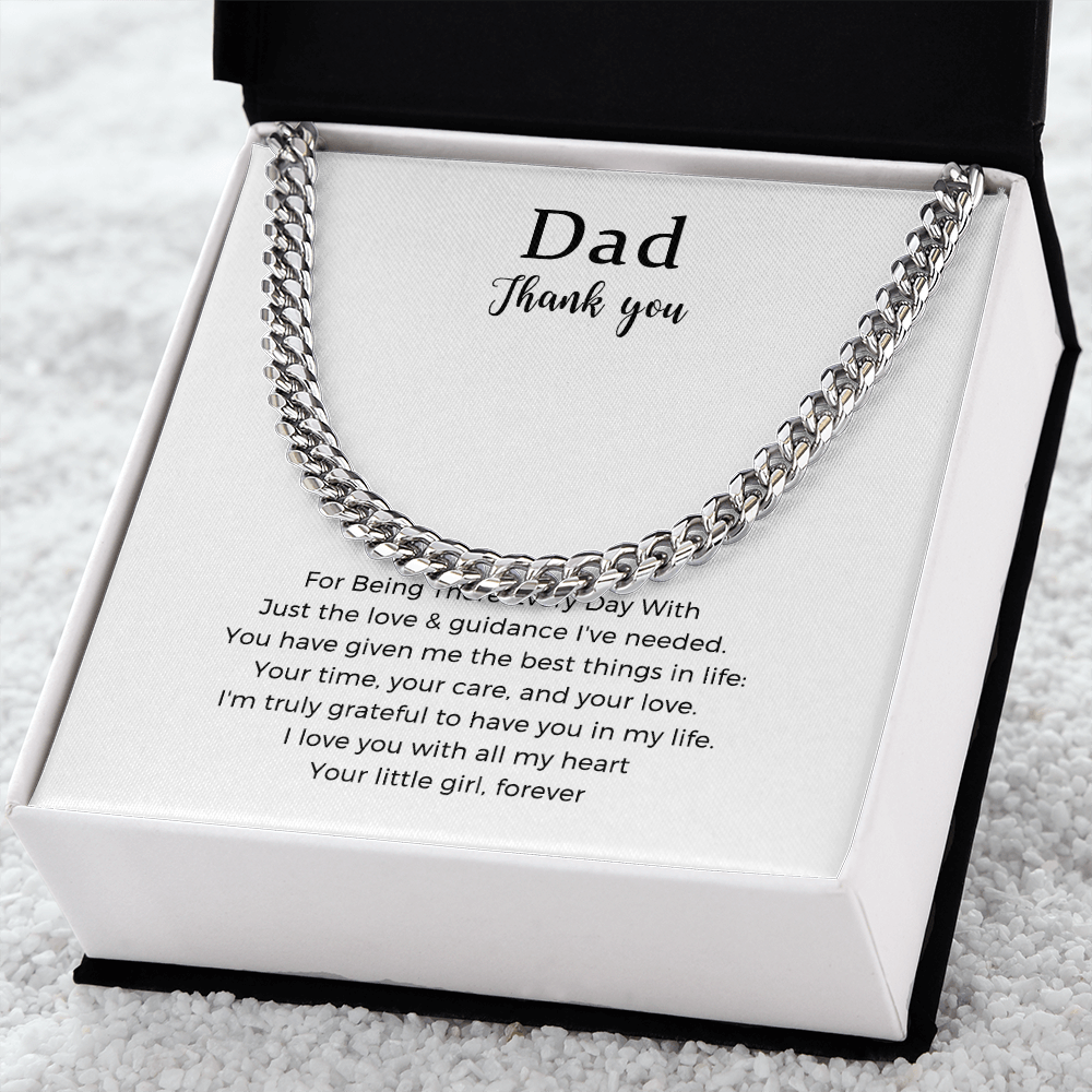 Gift From Daughter To Dad Necklace, Fathers Day Gifts, Dad Gifts, Cuban Link Chain, Birthday Gifts, Gift From Daughter, Necklace For Men