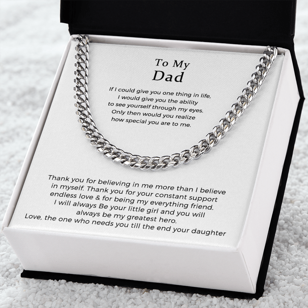 To My Dad Cuban Link Chain Necklace, Gift For Dad From Daughter, Dad Birthday Gift Necklace, Fathers Day Gift For Dad