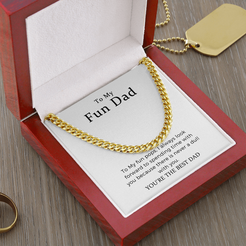 To My Fun Dad Gift To Dad Link Chain Necklace