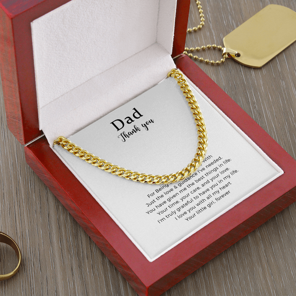 Gift From Daughter To Dad Necklace, Fathers Day Gifts, Dad Gifts, Cuban Link Chain, Birthday Gifts, Gift From Daughter, Necklace For Men
