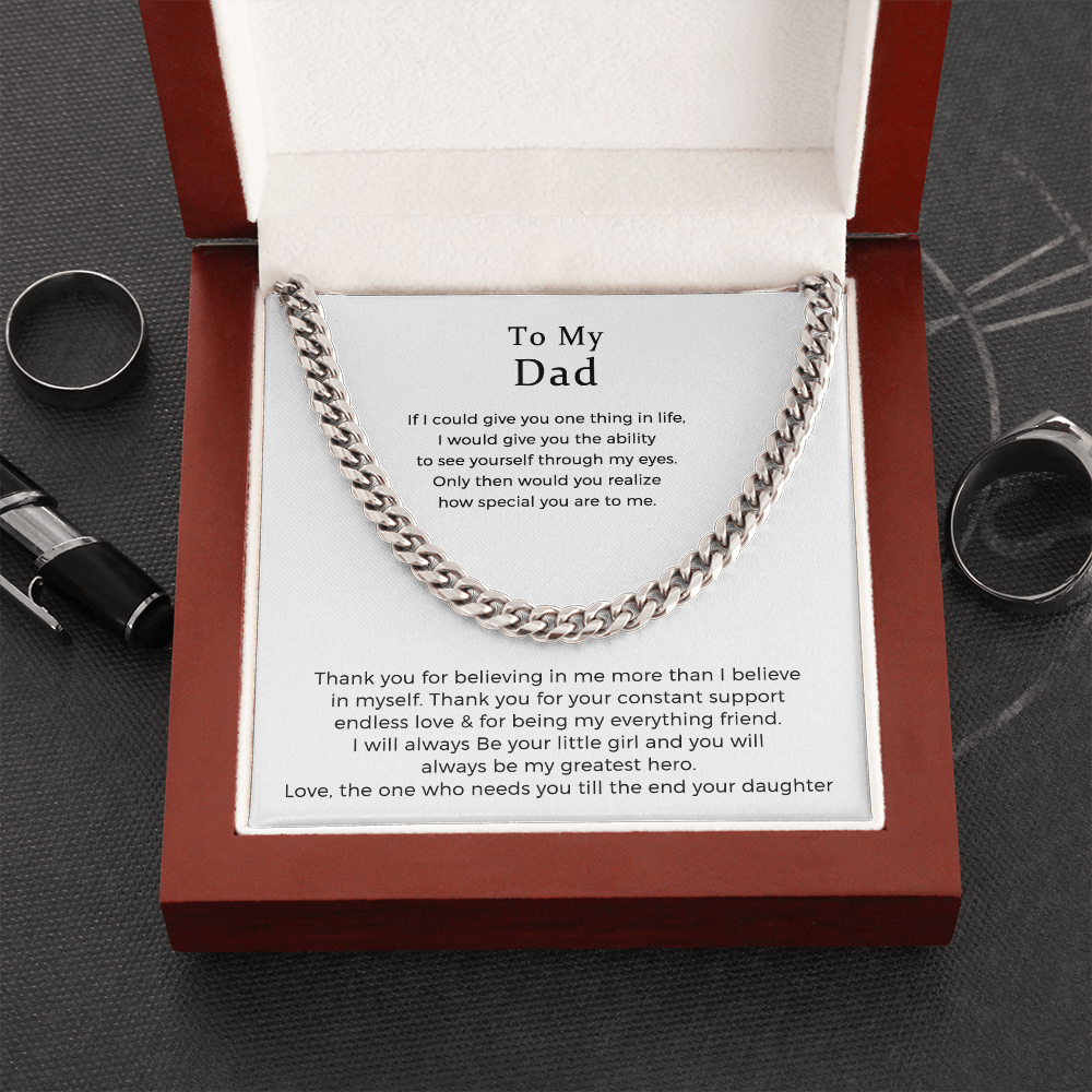 To My Dad Cuban Link Chain Necklace, Gift For Dad From Daughter, Dad Birthday Gift Necklace, Fathers Day Gift For Dad