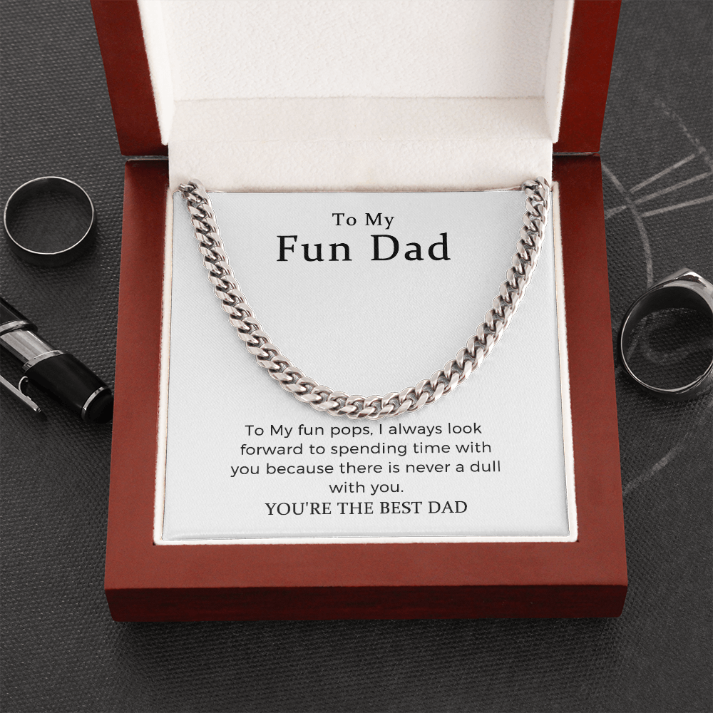 To My Fun Dad Gift To Dad Link Chain Necklace