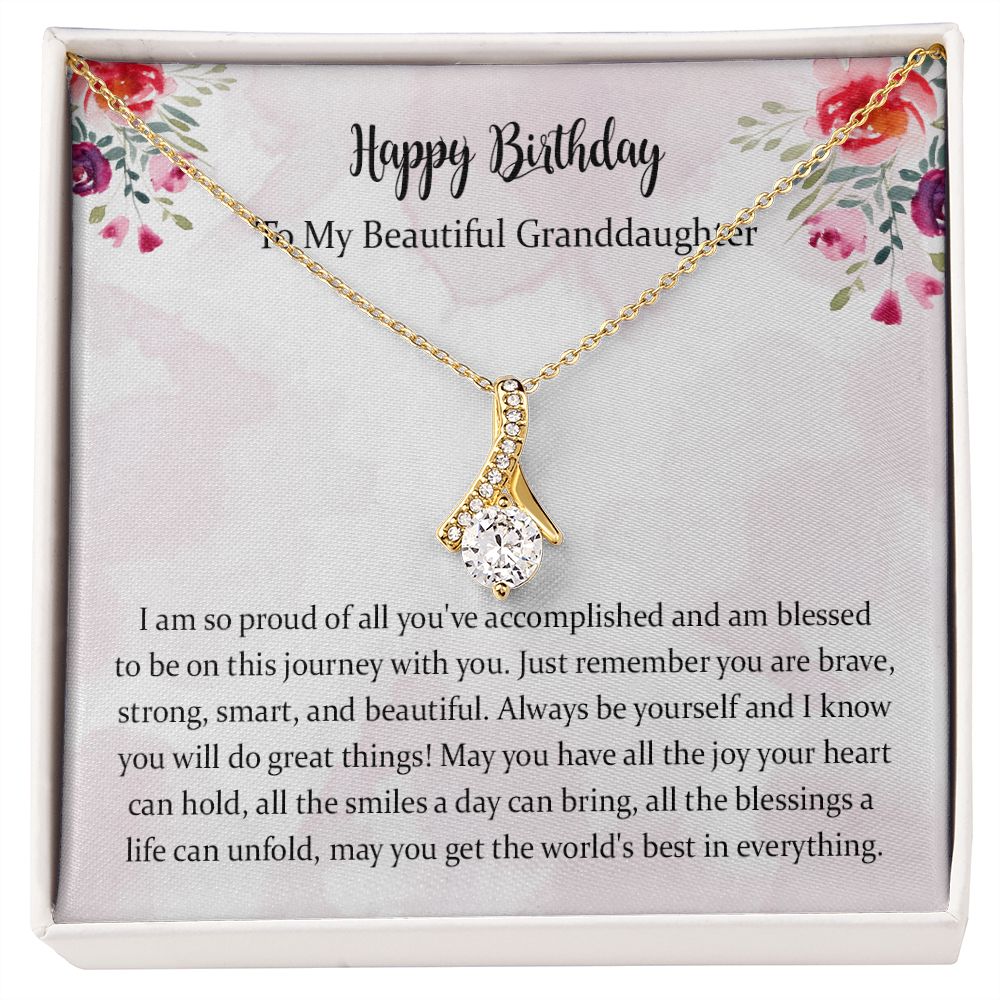 Happy Birthday Necklace Gift for Granddaughter, Granddaughter Jewelry Gifts from Grandma, Birthday Pendant Gift Ideas with Message Card and Gift Box