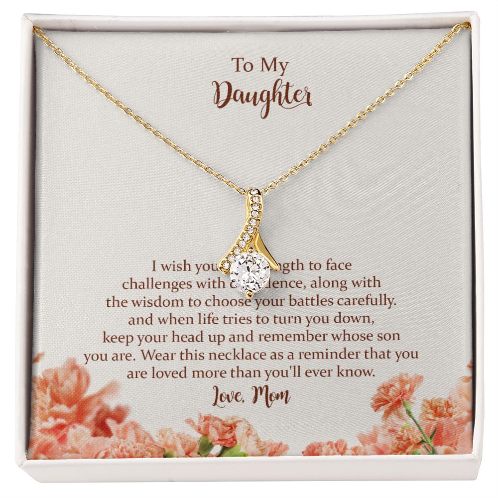 To My Beautiful Daughter Alluring Beauty Necklace,Gift for Daughter from Mom, Mother Daughter Necklace, Birthday, Graduation Christmas Jewelry Gifts for My Beautiful Daugther with Message Card