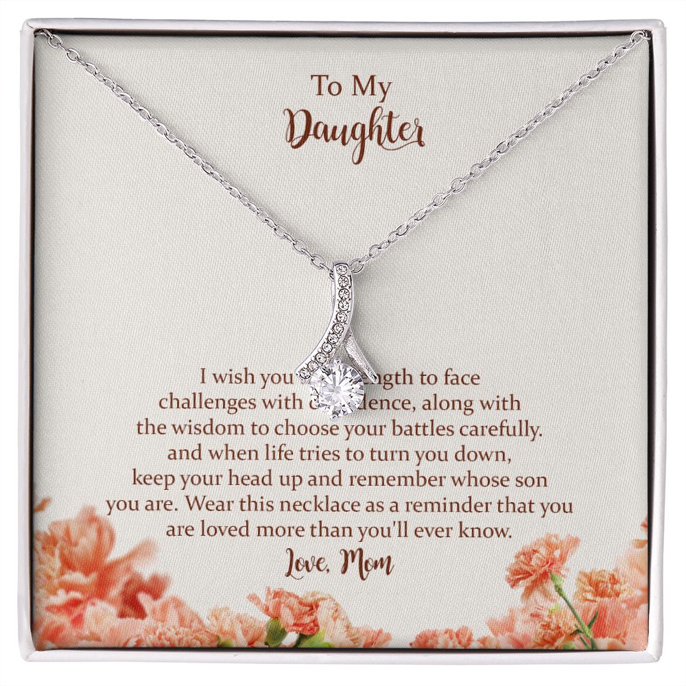 To My Beautiful Daughter Alluring Beauty Necklace,Gift for Daughter from Mom, Mother Daughter Necklace, Birthday, Graduation Christmas Jewelry Gifts for My Beautiful Daugther with Message Card