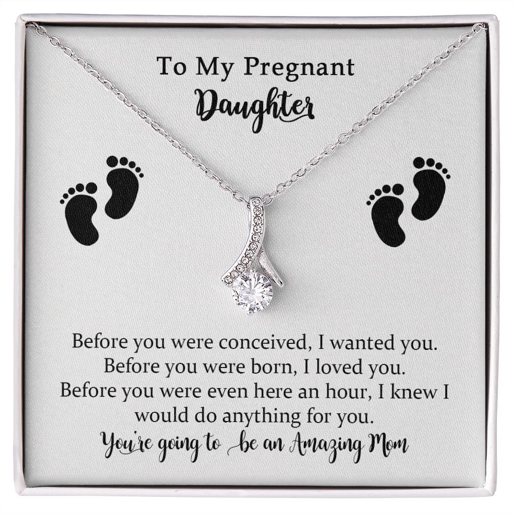 Pregnancy Alluring Beauty Necklace from Mom, To My Daughter Jewelry Gift on Your Pregnancy, Mom to Be Gift,Pregnancy Necklace for Expecting New Mom with Message Card