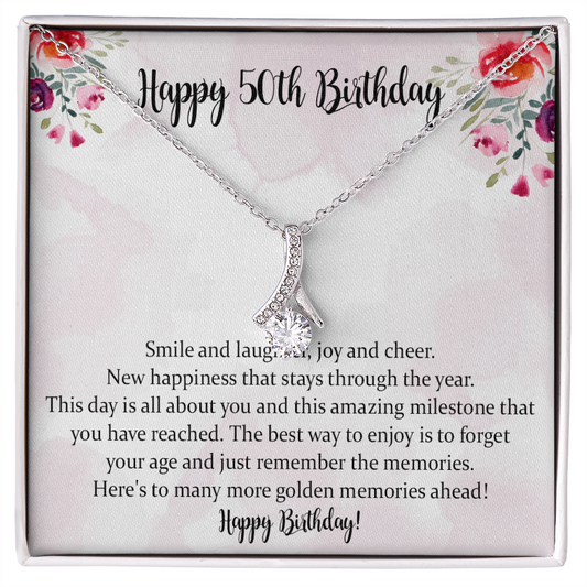 50th Birthday Alluring Beauty Necklace Gift For Women, 50th Birthday Gift For Her, 50th Birthday Necklace, 50-Year-Old Gift Ideas, Fifty And Fabulous Gift Idea