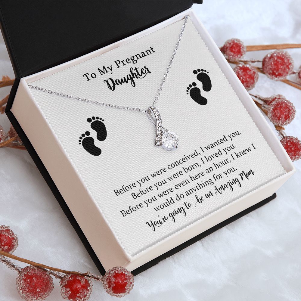 Pregnancy Alluring Beauty Necklace from Mom, To My Daughter Jewelry Gift on Your Pregnancy, Mom to Be Gift,Pregnancy Necklace for Expecting New Mom with Message Card