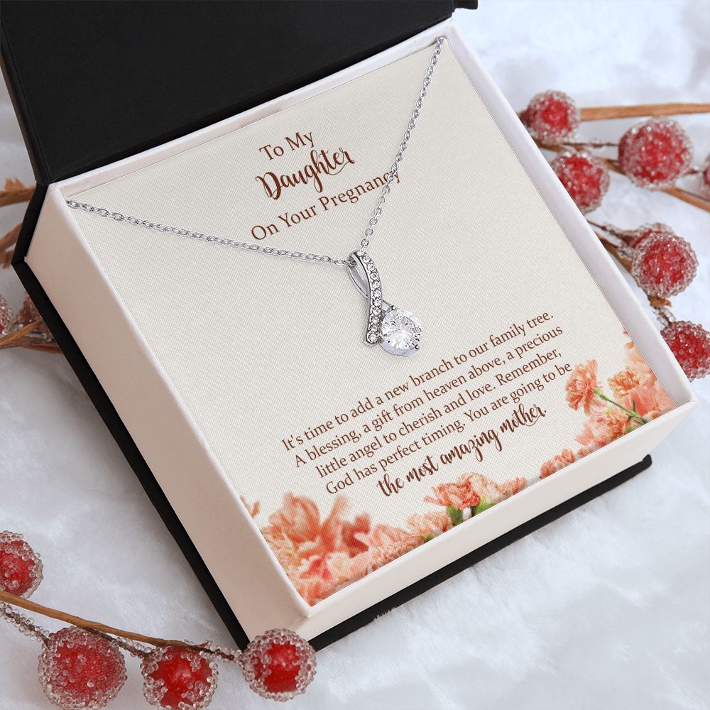 Pregnancy Alluring Beauty Necklace for Expecting New Mom, To My Daughter on Your Pregnancy Necklace from Mom, Daughter Necklace Gift for Women, First Time Mom Pregnant Mother to Be Jewelry with Message Card