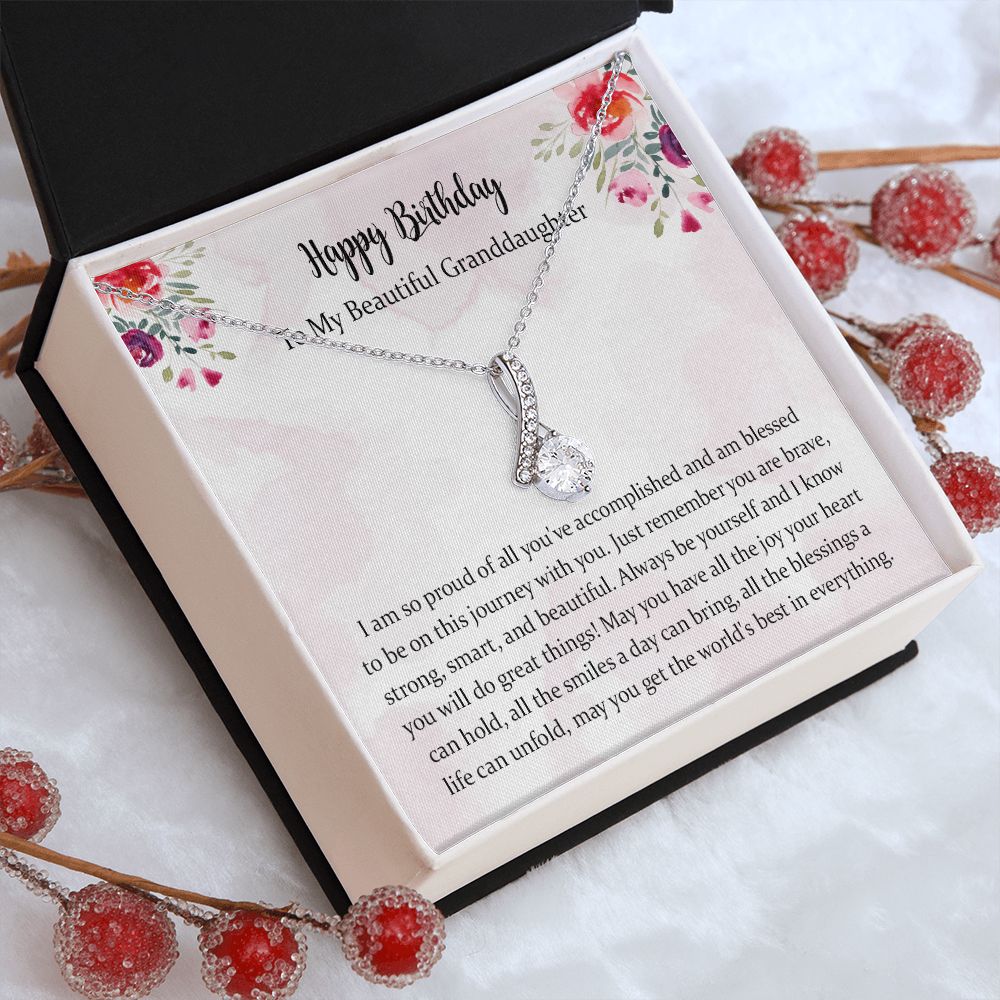 Happy Birthday Necklace Gift for Granddaughter, Granddaughter Jewelry Gifts from Grandma, Birthday Pendant Gift Ideas with Message Card and Gift Box