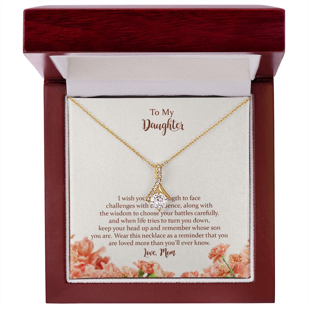 To My Beautiful Daughter Alluring Beauty Necklace,Gift for Daughter from Mom, Mother Daughter Necklace, Birthday, Graduation Christmas Jewelry Gifts for My Beautiful Daugther with Message Card