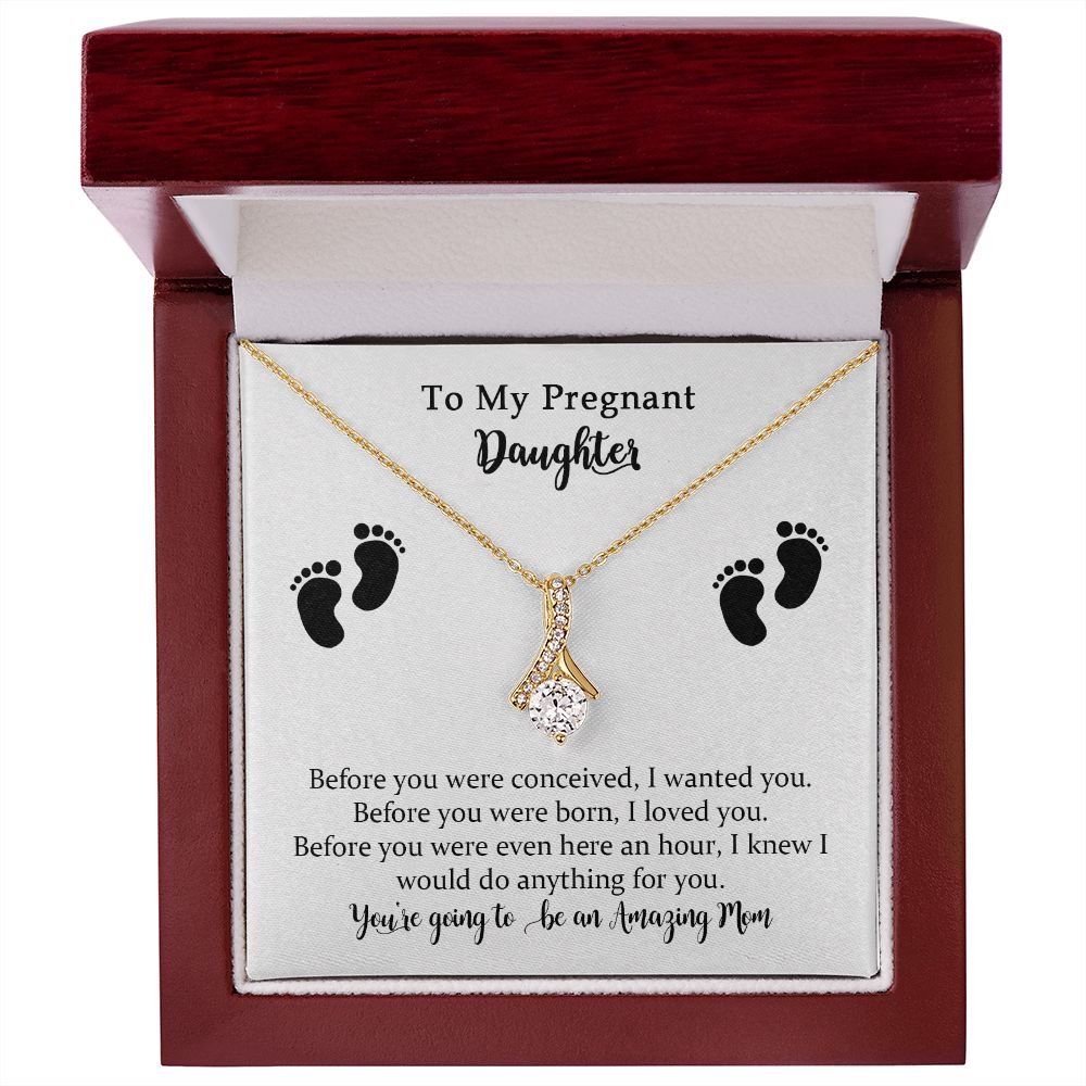 Pregnancy Alluring Beauty Necklace from Mom, To My Daughter Jewelry Gift on Your Pregnancy, Mom to Be Gift,Pregnancy Necklace for Expecting New Mom with Message Card