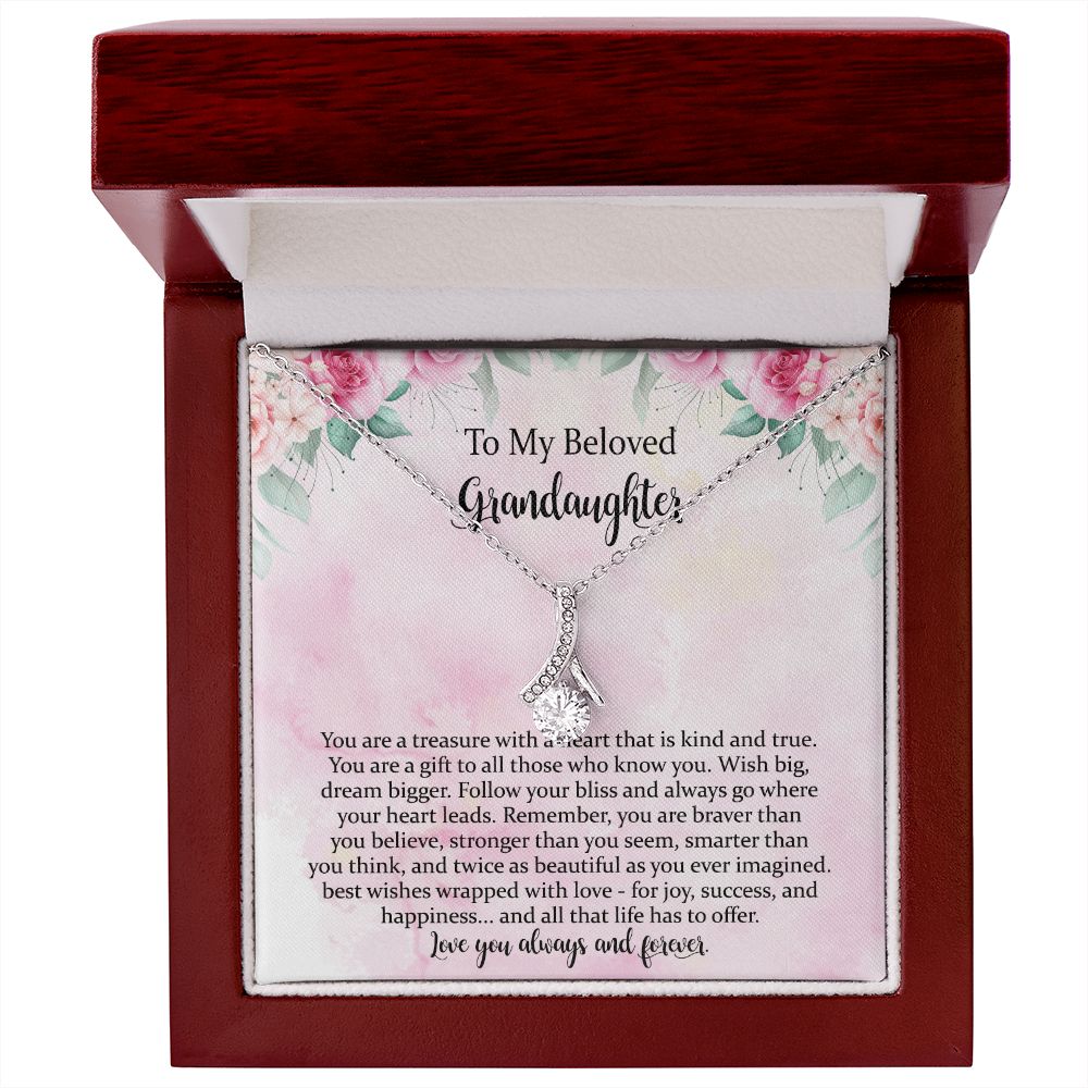 Granddaughter Gifts from Grandma or Grandpa, To My Granddaughter Necklace from Grandmother or Grandfather. Birthday, Graduation, and Wedding Jewelry Gift Ideas from Grandparents with Message Card.