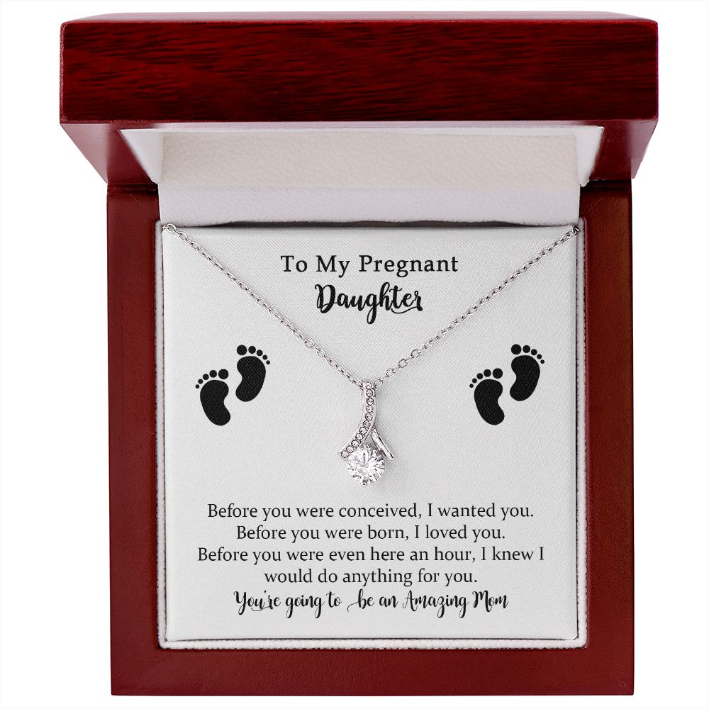 Pregnancy Alluring Beauty Necklace from Mom, To My Daughter Jewelry Gift on Your Pregnancy, Mom to Be Gift,Pregnancy Necklace for Expecting New Mom with Message Card