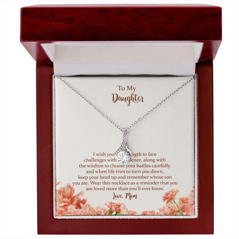 To My Beautiful Daughter Alluring Beauty Necklace,Gift for Daughter from Mom, Mother Daughter Necklace, Birthday, Graduation Christmas Jewelry Gifts for My Beautiful Daugther with Message Card